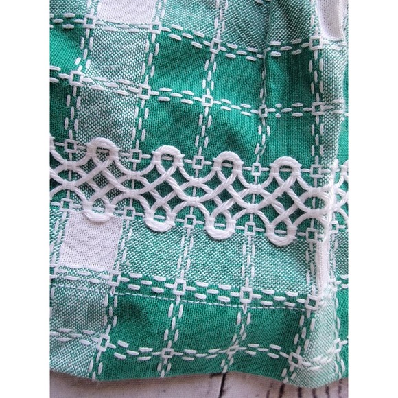 Vintage Green Checked Plaid Half Waist Arpon Great Details Countrycore Farmhous - Picture 3 of 14